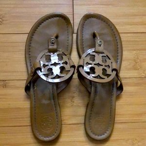 Tory Burch Miller Sandals Tan Patent - 9